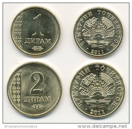 TAJIKISTAN   1 + 2 Diram  2.011  (2.013)  SC/UNC    T-DL-10.719 - Tadjikistan