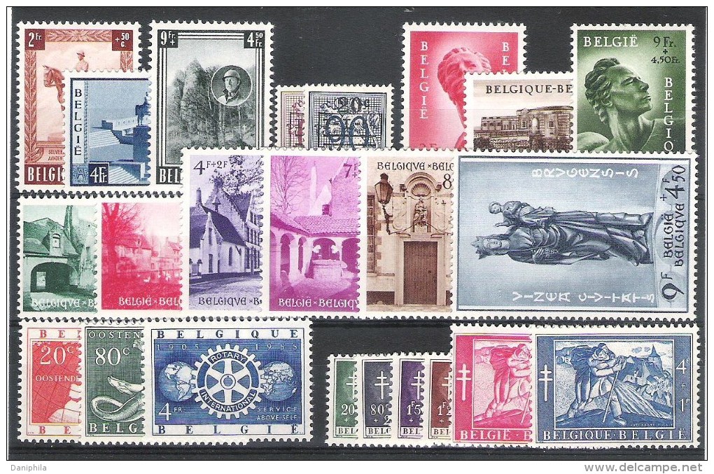 BELGIQUE Annee Complete 1954** 23 Valeurs  C.O.B. = 410,00 Euro - Full Years