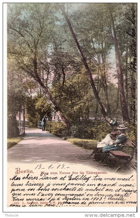 Allemagne-Berlin-Tiergarten-1903-Wag Zum Neuen See Im Thiergarten-Color-couleur-Cachet Berlin O. *17 F (voir Scan) - Dierentuin