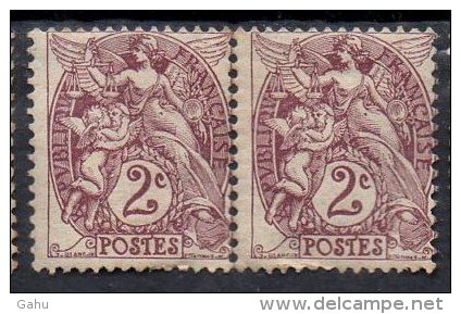 France ; 1900 ; N°Y :108 X 2 ; N **.; " Type Blanc " Cote Y: 3.10 E. - 1900-29 Blanc