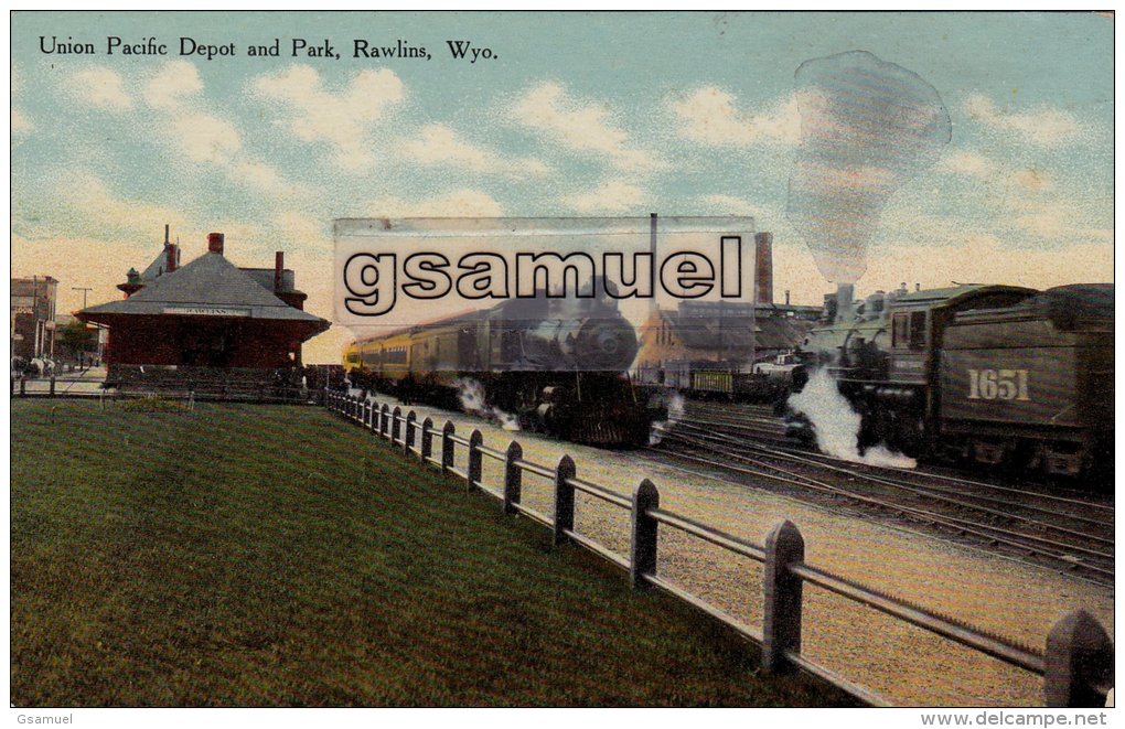 Rawlins Est Le Siège Du Comté De Carbon, État Du Wyoming, Aux États-Unis. Union Pacific Depot And Park, Rawlins, Wyo. - Autres & Non Classés