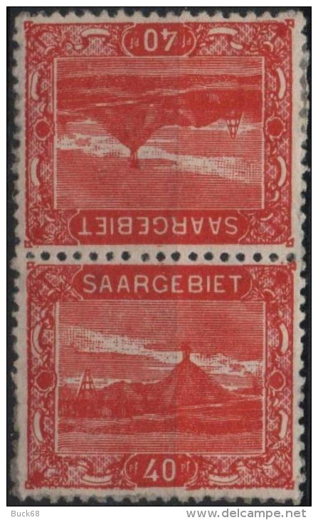 SAAR SARRE  58a * MH SAARGEBIET SAARLAND Crassier Des Aciéries TETE-BECHE Kopfstehend 1921 (CV 65 €) - Ungebraucht