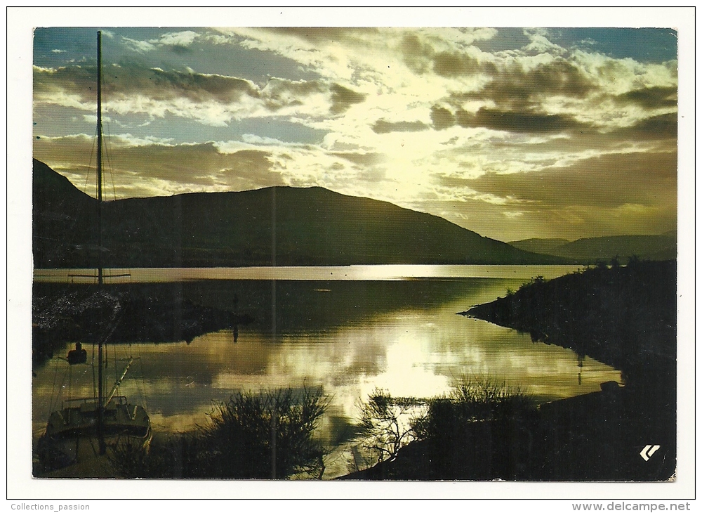 Cp, 34, Clermont-L'Hérault, Coucher De Soleil Sur Le Lac, Voyagée 1978 - Clermont L'Hérault