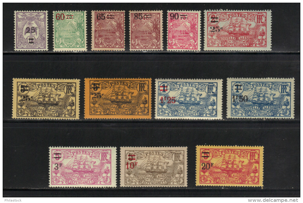NOUVELLE CALEDONIE N° 127 à 138 A * (var. Sans Point Aprés F) - Unused Stamps