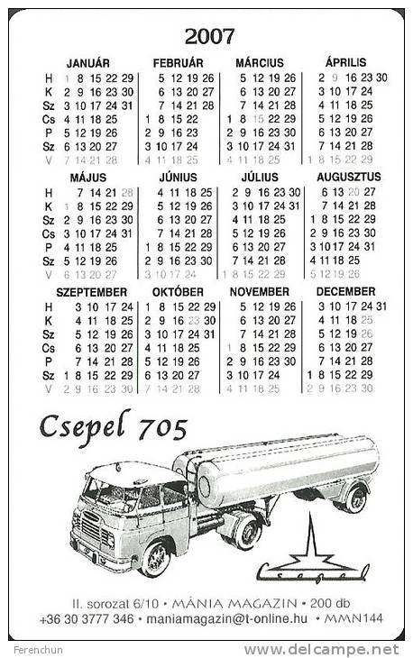 CAMION TRUCK CSEPEL 705 IKARUS FRIGOTRANSPORT EPFU RAIL RAILWAY RAILROAD TRAIN BRIDGE CALENDAR * MMN 0139-0148 * Hungary