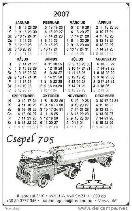 CAMION TRUCK CSEPEL 705 IKARUS FRIGOTRANSPORT EPFU RAIL RAILWAY RAILROAD TRAIN BRIDGE CALENDAR * MMN 0139-0148 * Hungary