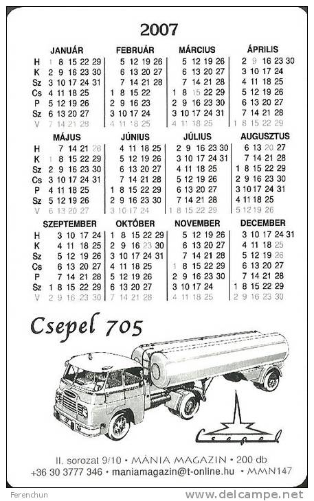 CAMION TRUCK CSEPEL 705 IKARUS FRIGOTRANSPORT EPFU RAIL RAILWAY RAILROAD TRAIN BRIDGE CALENDAR * MMN 0139-0148 * Hungary