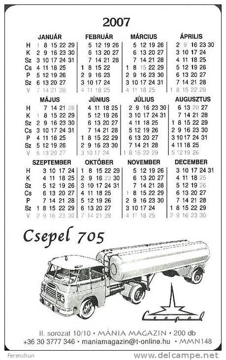 CAMION TRUCK CSEPEL 705 IKARUS FRIGOTRANSPORT EPFU RAIL RAILWAY RAILROAD TRAIN BRIDGE CALENDAR * MMN 0139-0148 * Hungary