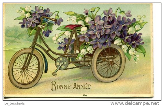 Bonne Année - Tricycle Garni De Vilettes Et Muguet - Anno Nuovo
