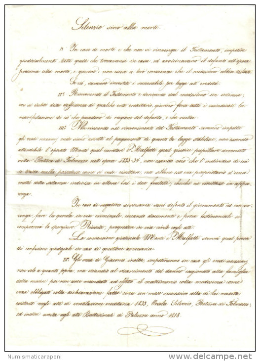 SILENZIO SINO ALLA MORT IN CASO  DI MORTE,,,,,PALUZZO 1818  C.1546 - Manuscripten