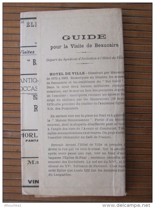 Années 40-50 Guide De Dépliant Touristique Pour La Visite De Beaucaire Dans Le Gard -hôtel Glacier Bar Tabac - Europe