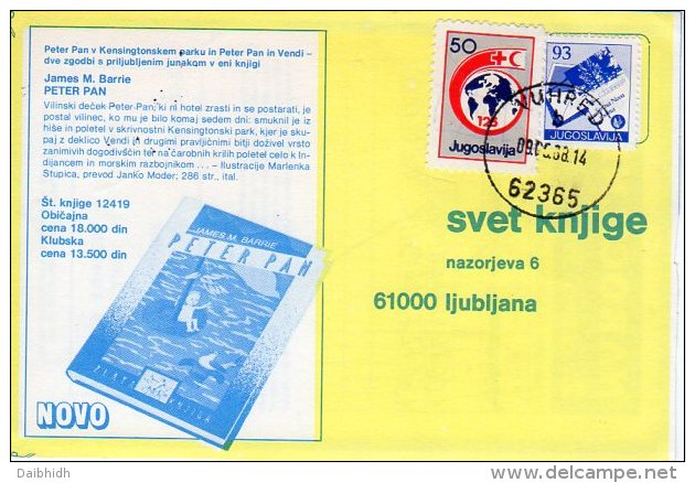 YUGOSLAVIA 1988 Red Cross Week 50 D. Tax Used On Commercial Postcard.  Michel ZZM 154 - Charity Issues