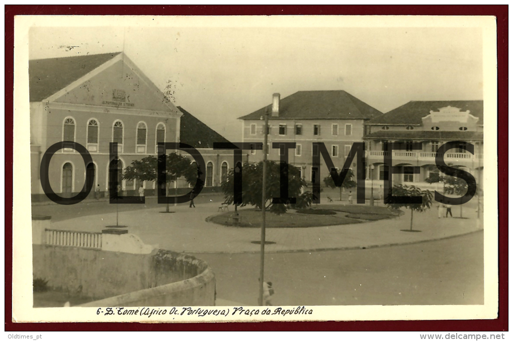 SAO TOME - PRAÇA DA REPUBLICA - ALFANDEGA - 1940 REAL PHOTO PC - São Tomé Und Príncipe