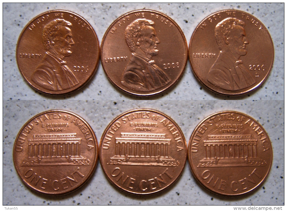 USA 3 X 1 Cent Bronze                                     (X32) - 1959-…: Lincoln, Memorial Reverse