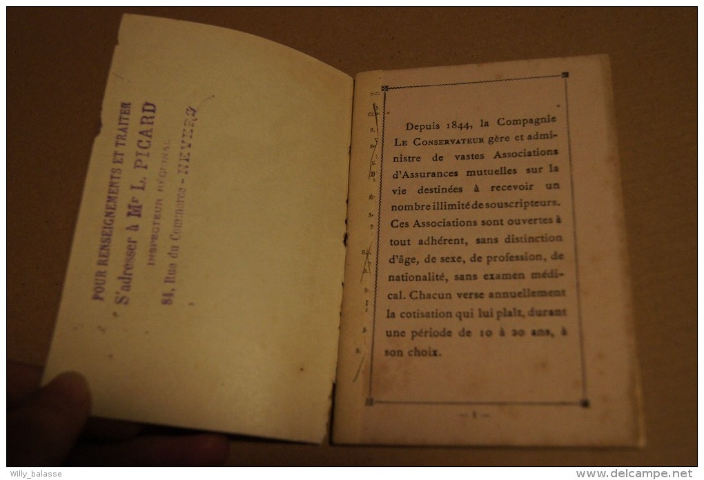 Calendrier Agenda 1902 Offert Par Le Conservateur - Cie D'assurances Mutuelles Sur La Vie - Rue La Fayette 18 Paris - Formato Piccolo : 1901-20