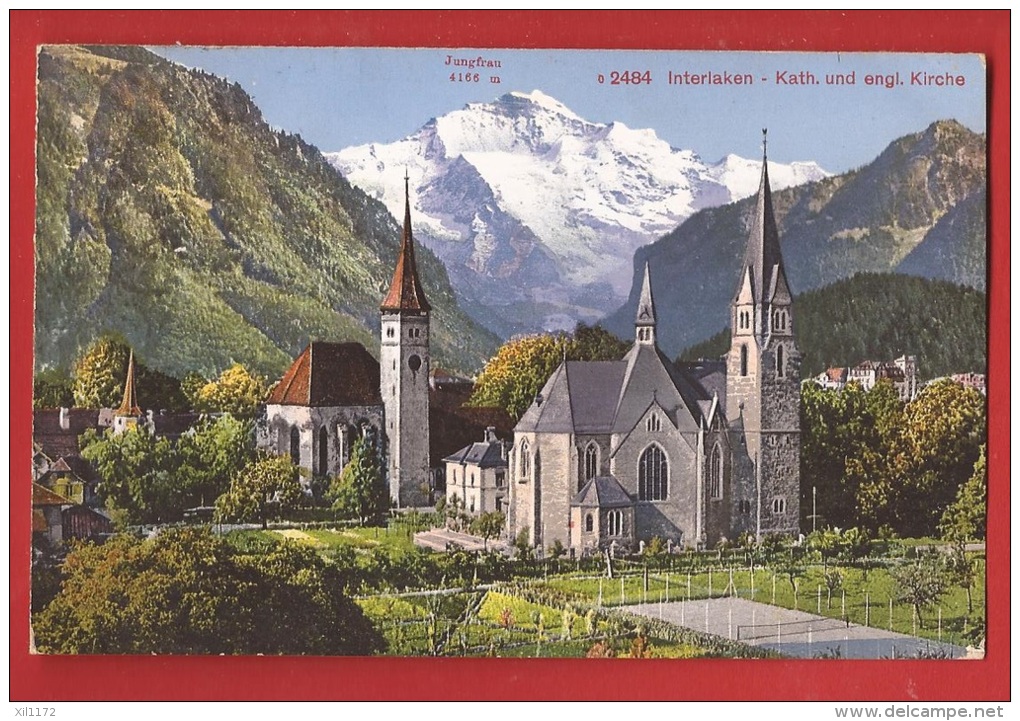 CBE-18 Interlaken Kath. U. Engl. Kirche. Jungfrau.  Tennisplatz, Court De Tennis. Gelaufen - Court