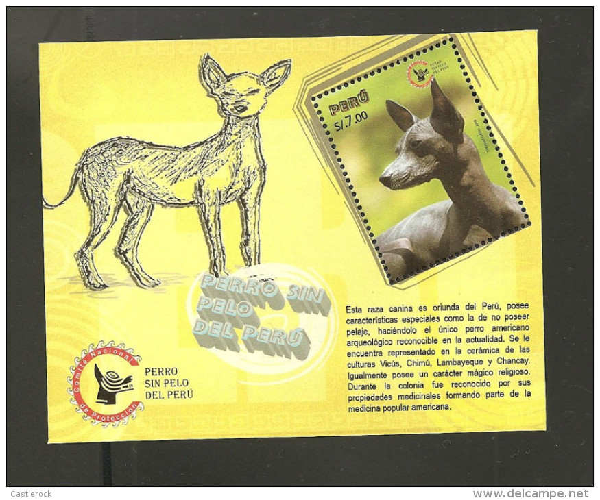 RO) 2009 PERU, DOG, HAIRLESS DOG, SOUVENIR MNH - Peru