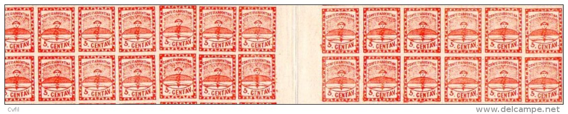 ARGENTINA CONFEDERATION 1858 - 5c. Complete Strips Of 18 With Gutter-pair. MINT, Unmounted - Unused Stamps