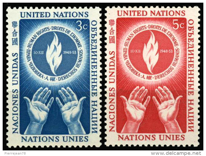 N° 21  22  NATIONS UNIES NEW YORK   1954  JOURNEE DES DROITS DE L'HOMME - Nuevos