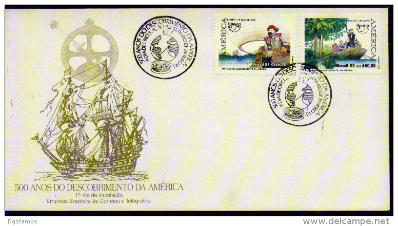 Brasil 1991 YT2038-39 FDC Upaep 500 Años Del Descubrimiento De America. 500 Years Of The Discovery Of America. - FDC