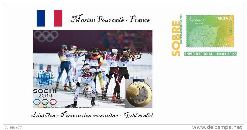 Spain 2014 - XXII Olimpics Winter Games Sochi 2014 Special Prepaid Cover - Martin Fourcade - Winter 2014: Sochi