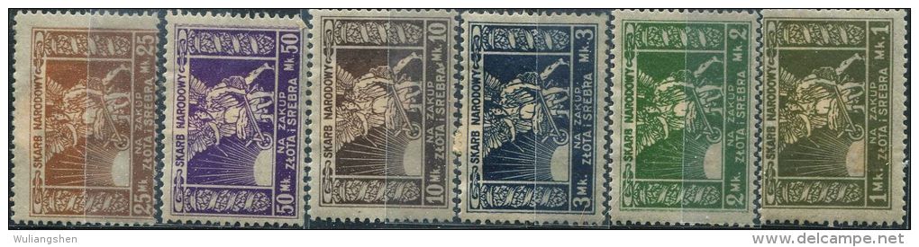 CE2070 Poland Places 1918 Immortal Monster Gold 6v MLH - Otros & Sin Clasificación