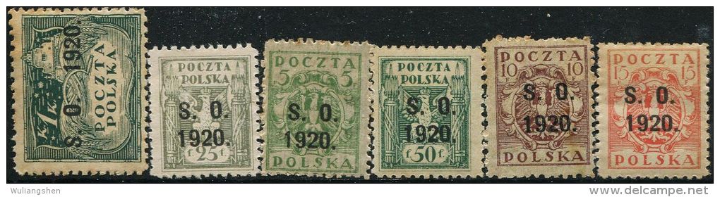 CE2072 Upper Silesia 1920 Poland Stamps Surcharged 6v MNH - Autres & Non Classés