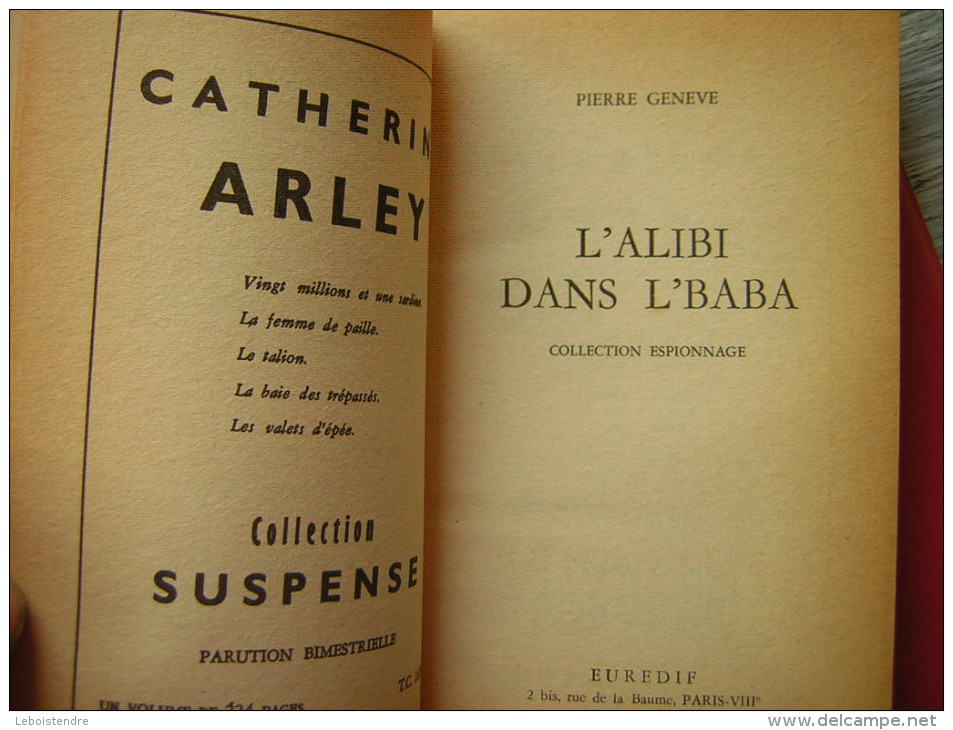 PIERRE GENEVE  ESPIONNAGE  L'ALIBI DANS LE BABA  EUREDIF 1972 - Autres & Non Classés