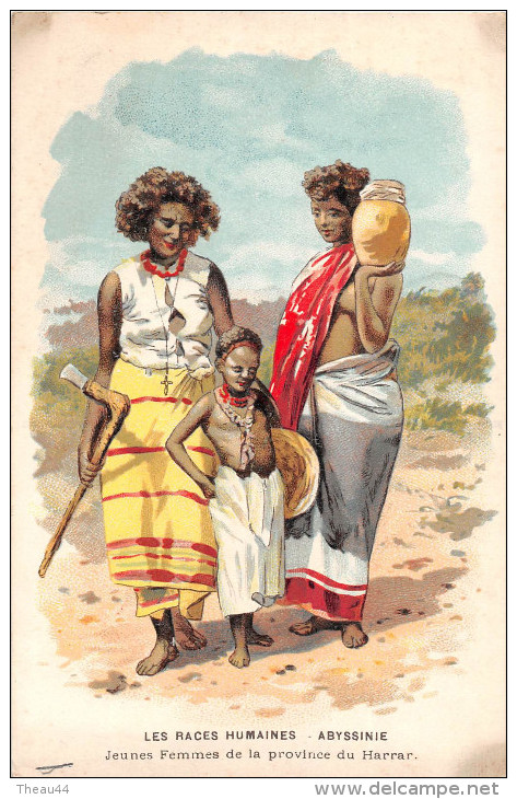 Carte Publicitaire De Pommade FLORENTINE - Illustrateur - Les Races Humaines -ETIOPIE - ABYSSINIE - Femmes Du HARRAR - Ethiopie