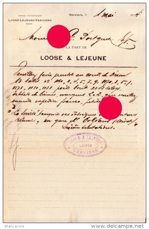 VERVIERS 1914 LAINES LOSSE & LEJEUNE - Kleidung & Textil