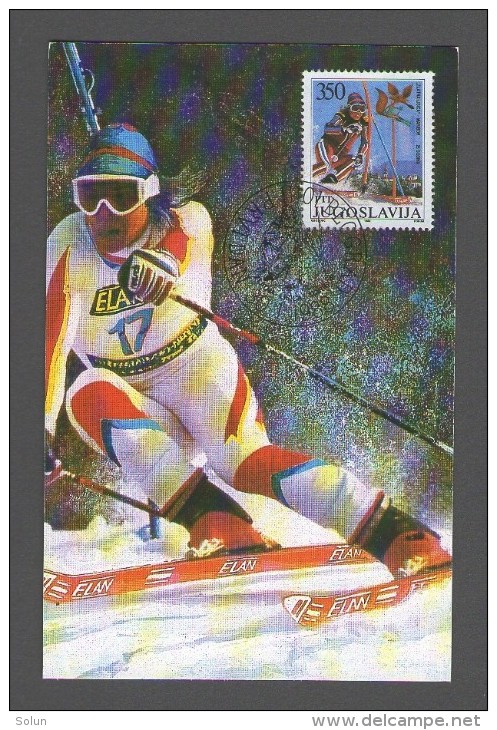 JUGOSLAVIJA YUGOSLAVIA 1988 ZLATA ZLATNA LISICA MARIBOR WORLD CHAMPIONSHIP SKIING  MAXIMUM CARD - Cartes-maximum