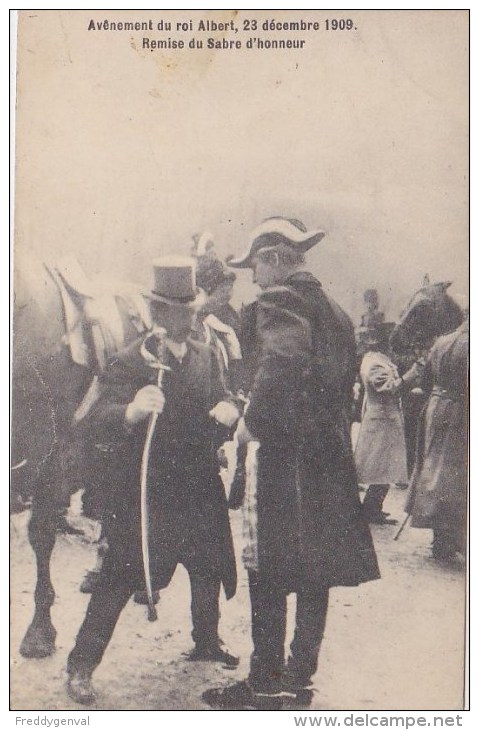 ROI ALBERT AVENEMENT 23 DECEMBRE 1909 REMISE DU SABRE D'HONNEUR - Ricevimenti