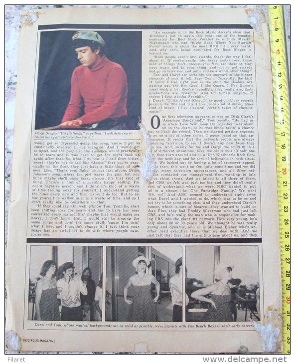 DARYL DRAGON-ROCK STAR,0NE PAGE FROM CIRCUS MAGAZINE - Afiches & Pósters