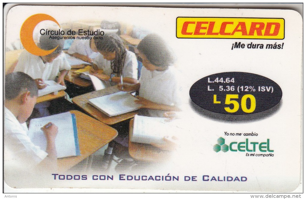 HONDURAS - Circulo De Estudio, CelTel Prepaid Card L.50, Exp.date 12/05, Used - Honduras