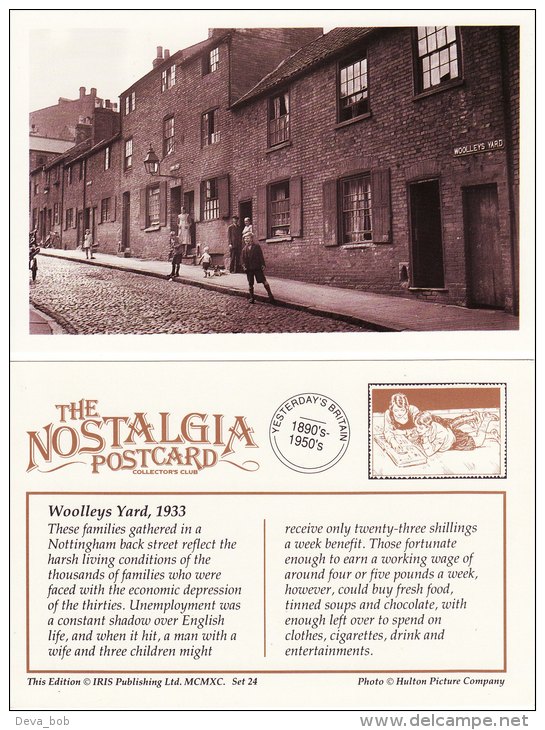 Postcard Woolleys Yard NOTTINGHAM 1933 Nostalgia 1930's Depression Back Street Repro - Nottingham