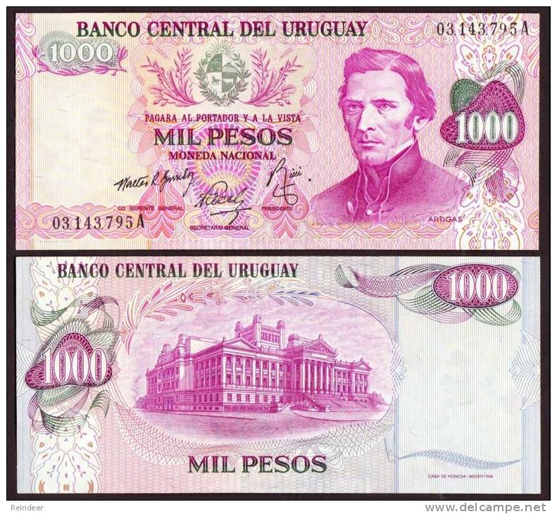 ® URUGUAY: 1000 Pesos (1974) UNC Serie A - Uruguay