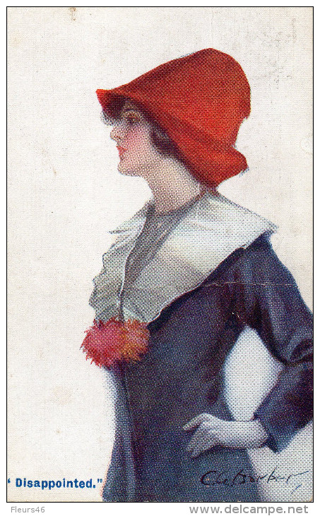 Illustrée Signée C. BARBER : Femme Au Chapeau Rouge . DISAPPOINTED - Barber, Court