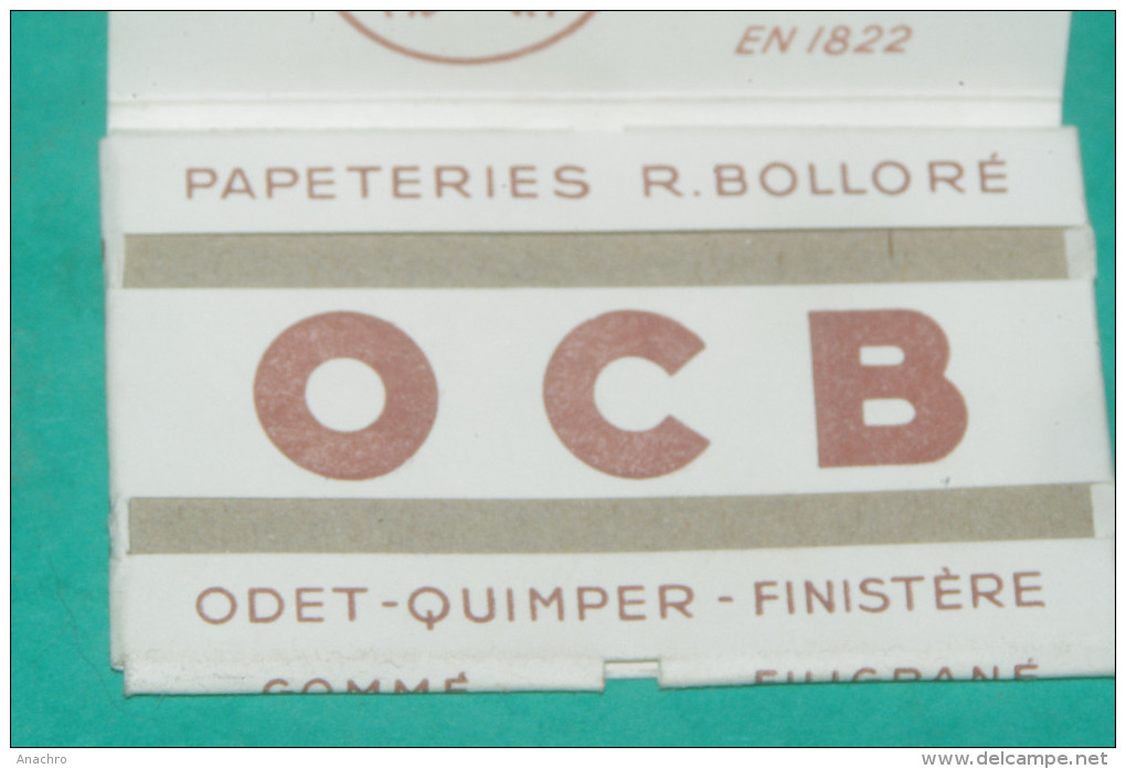 PAPIER à Cigarettes OCB N° 4 Papeteries BOLLORE ODET QUIMPER FINISTERE 1822 - Sonstige & Ohne Zuordnung