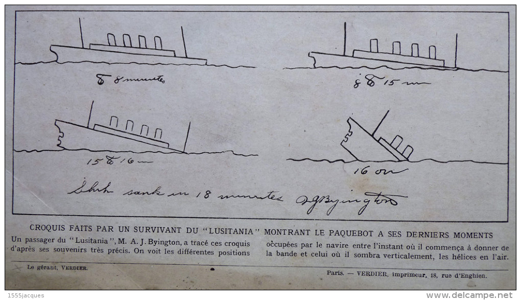 LE MIROIR N° 78 / 23-05-1915 ALBERT 1er DARDANELLES CUIRASSÉ GABRIELE D´ANNUNZIO LUSITANIA GARIBALDI VAUQUOIS ZOUAVE