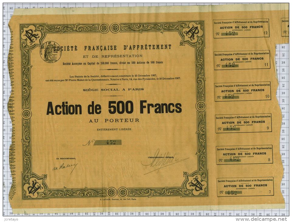 Sté Française D'affretement Et De Representation, Tirage De 500 Ex - Navegación