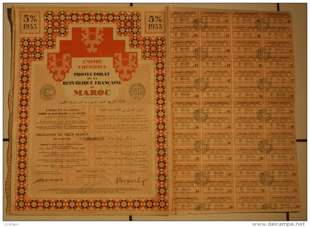 Empire Cherifien, Protectorat De La Republique Française Au Maroc, 1933, Tres Grand Format! - Africa