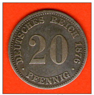 ** 20 Pfennig 1876 A **  KM 5 - Plata / Silver / Silber  - ALEMANIA / DEUTSCHLAND / GERMANY - 20 Pfennig