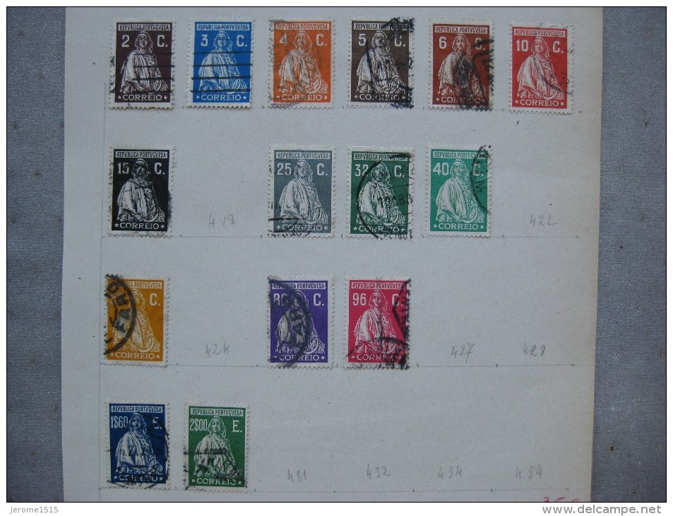 Timbres Portugal : 1908 / 1912  N° 411 / 412 / 413 / 414 / 415 / 416 / ....429 / 430 - Oblitérés