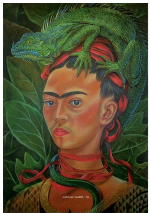 Frida Kahlo Self Portriat Repro Postcard Singapore Cafe Iguana Wily Baet Artist - 18473 - Peintures & Tableaux