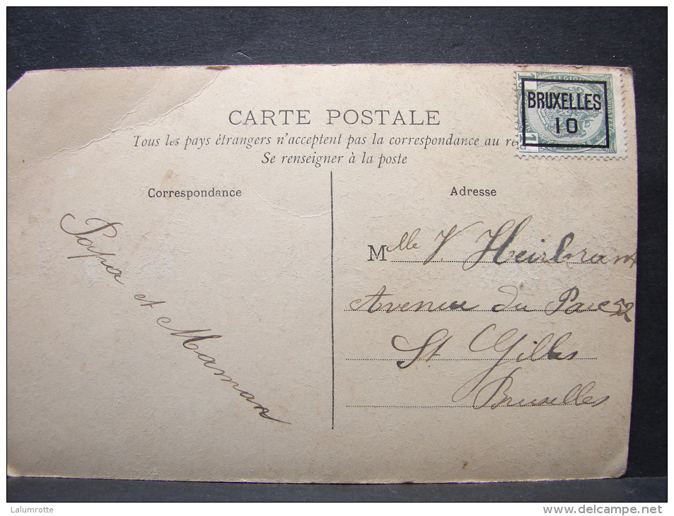 PRE. 1. Bruxelles 1910 Un Centime Sur Carte Postale - Roller Precancels 1910-19