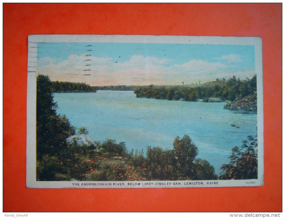 Post Card LEWISTON - The Androscoggin River, Below Libby Dingley Dam - Maine  - 1935 - Lewiston