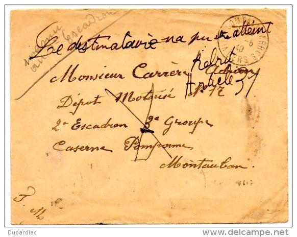 82-Tarn Et Garonne / Enveloppe De VILLECOMTAL Pour MONTAUBAN : "Le Destinataire N'a Pu être Atteint" "REBUT" Cachet 0 ? - Manual Postmarks