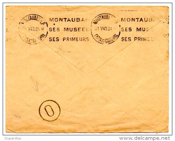 82-Tarn Et Garonne / Enveloppe De VILLECOMTAL Pour MONTAUBAN : "Le Destinataire N'a Pu être Atteint" "REBUT" Cachet 0 ? - Manual Postmarks