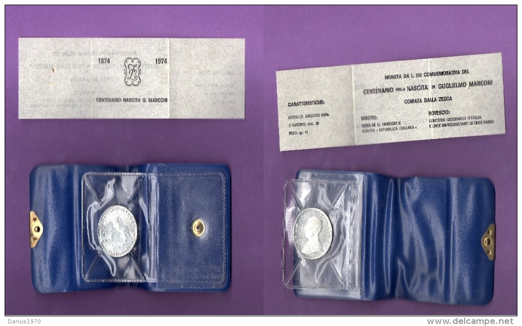 Lire 500 D' Argento " Centenario Nascita Di Guglielmo Marconi " Del 1974 F.D.C. - 500 Lire