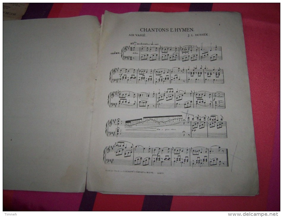 Livret J.L. DUSSEK CHANTONS L HYMEN AIR VARIE Piano à Deux Mains 1925 SCHOTT Söhne Frères  MAYENCE 21073 - Musik